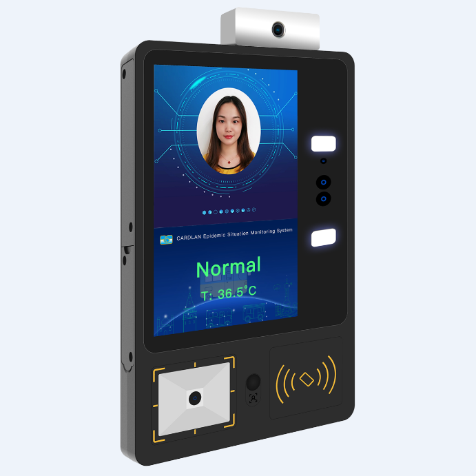Facial recognition temperature detection smart terminal support RFID and QR GPS positioning bus validator